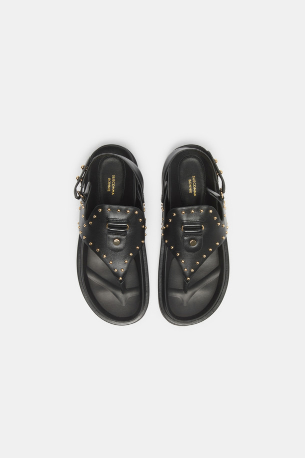 SUECOMMA BONNIE - 샌들 - Stud flip-flop sandal(black)