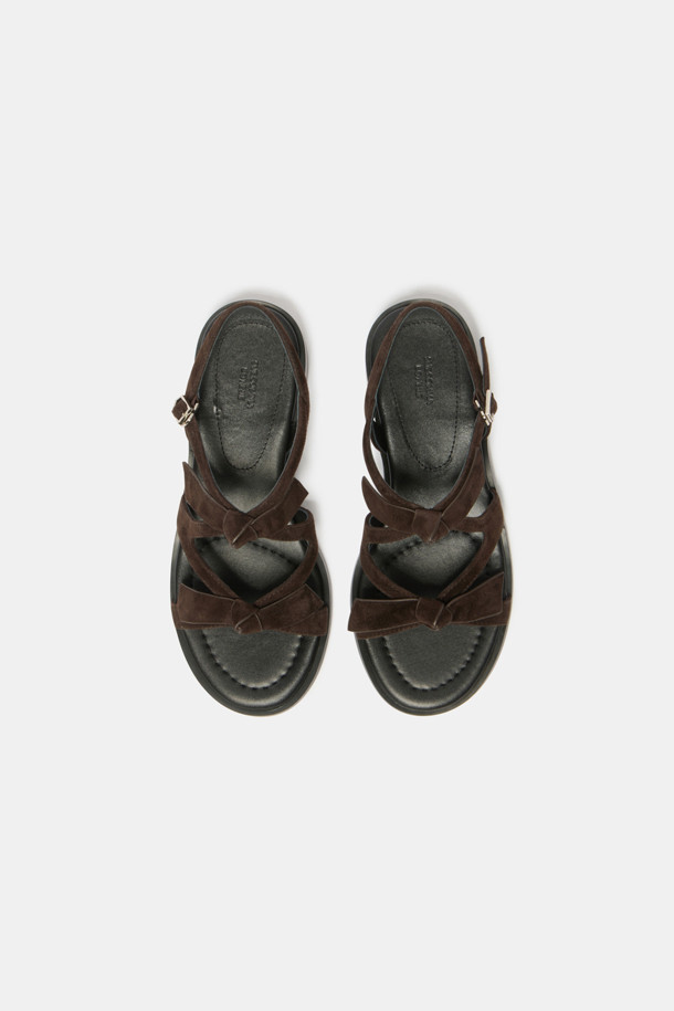 SUECOMMA BONNIE - 샌들 - Frangia ribbon sandal(brown)