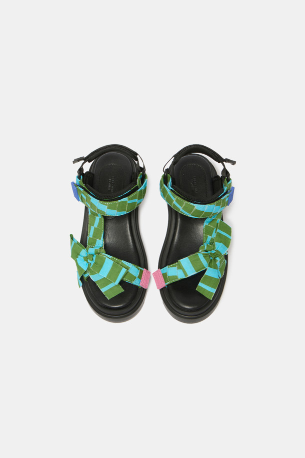 SUECOMMA BONNIE - 샌들 - [김나영 착용]Stripe ribbon sandal(green)