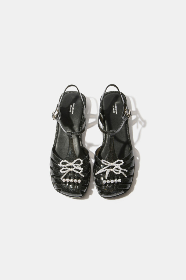 SUECOMMA BONNIE - 샌들 - [김나영 착용]Ribbon jelly sandal(black)