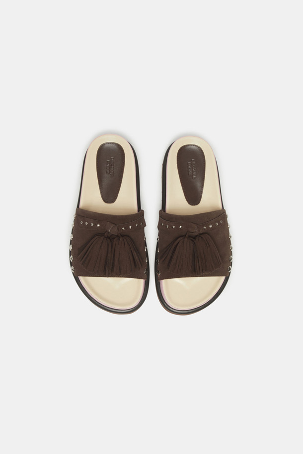 SUECOMMA BONNIE - 샌들 - Pompom slide(brown)