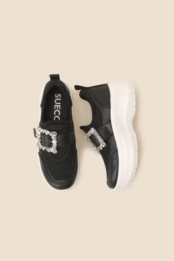 SUECOMMA BONNIE - 스니커즈 - Jewelry buckle sneakers(black)