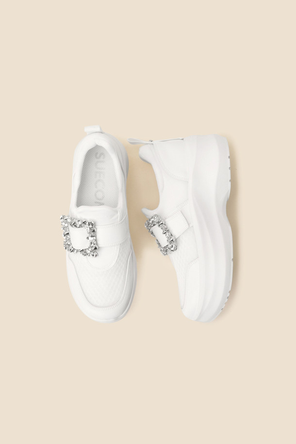 SUECOMMA BONNIE - 스니커즈 - Jewelry buckle sneakers(white)