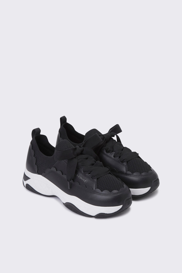 SUECOMMA BONNIE] Wave knit sneakers(black)