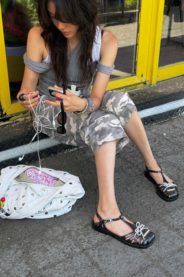 SUECOMMA BONNIE - 샌들 - [김나영 착용]Ribbon jelly sandal(black)