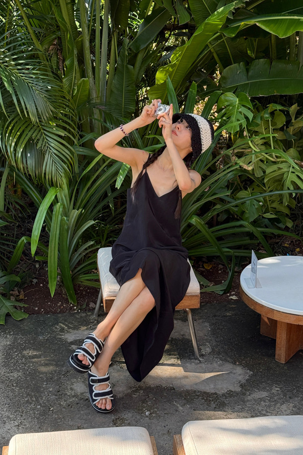 SUECOMMA BONNIE - 샌들 - Knit slide sandal(black)