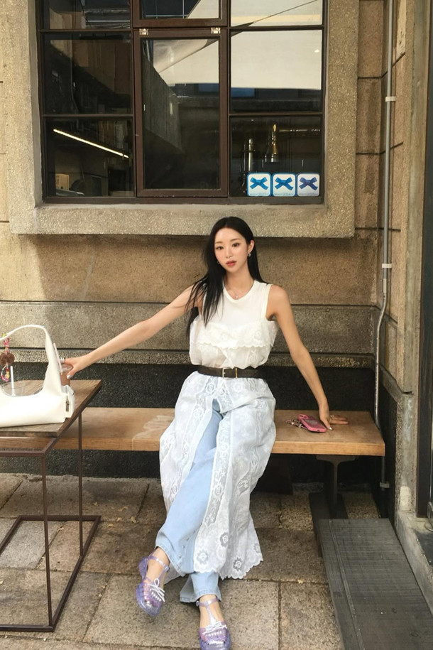 SUECOMMA BONNIE - 샌들 - [김나영 착용]Ribbon jelly sandal(grey)
