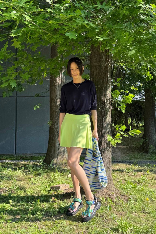 SUECOMMA BONNIE - 샌들 - [김나영 착용]Stripe ribbon sandal(green)
