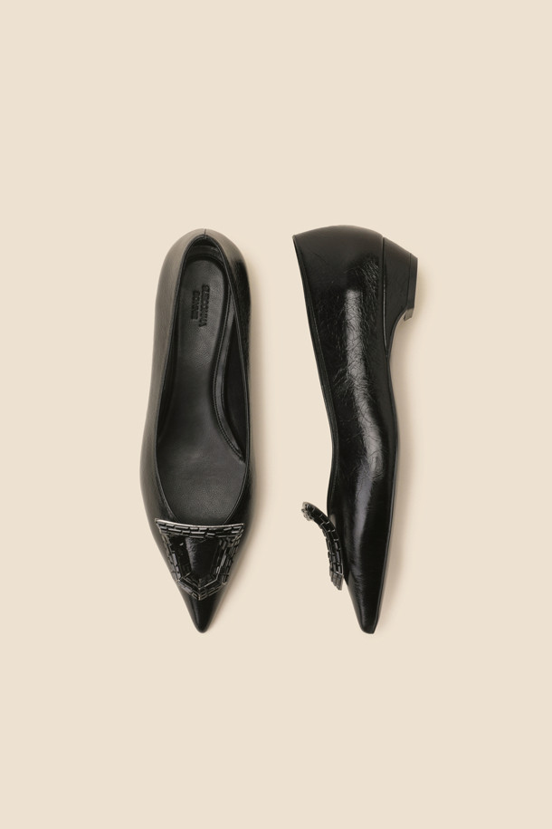 SUECOMMA BONNIE - 플랫 - Polygon flat shoes(black)