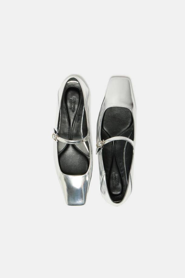 SUECOMMA BONNIE - 플랫 - Square mary jane flats(silver)