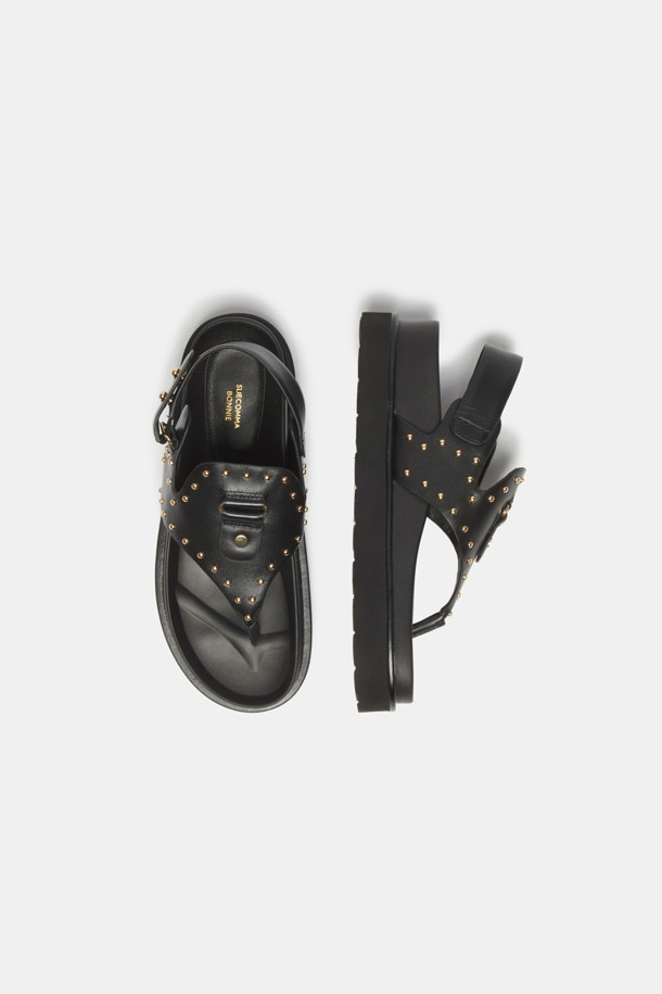SUECOMMA BONNIE - 샌들 - Stud flip-flop sandal(black)