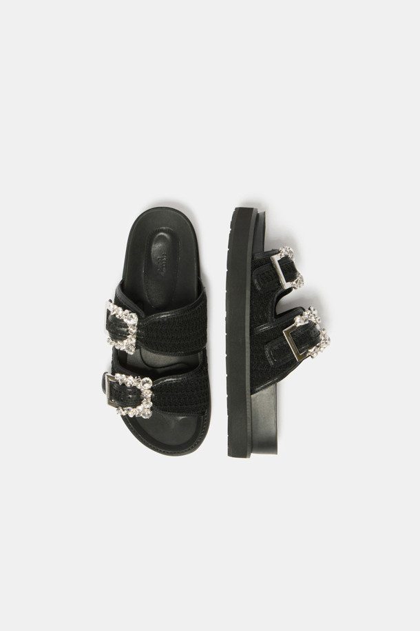 SUECOMMA BONNIE - 샌들 - Jewelry buckle slide(black)