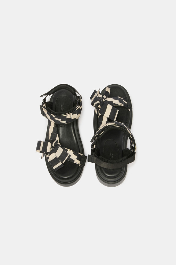 SUECOMMA BONNIE - 샌들 - Stripe ribbon sandal(black)