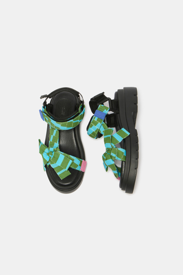 SUECOMMA BONNIE - 샌들 - [김나영 착용]Stripe ribbon sandal(green)