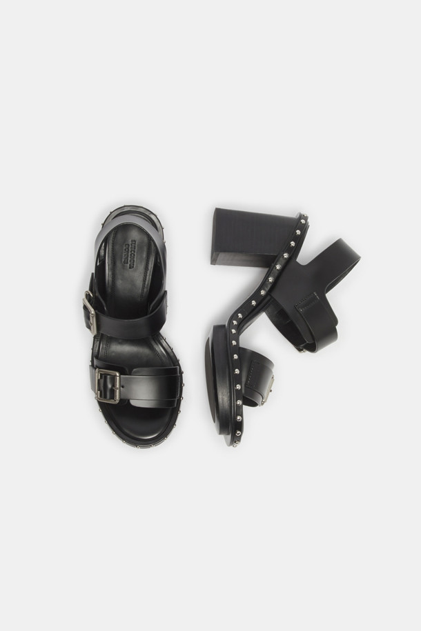 SUECOMMA BONNIE - 샌들 - Stud heel sandal(black)