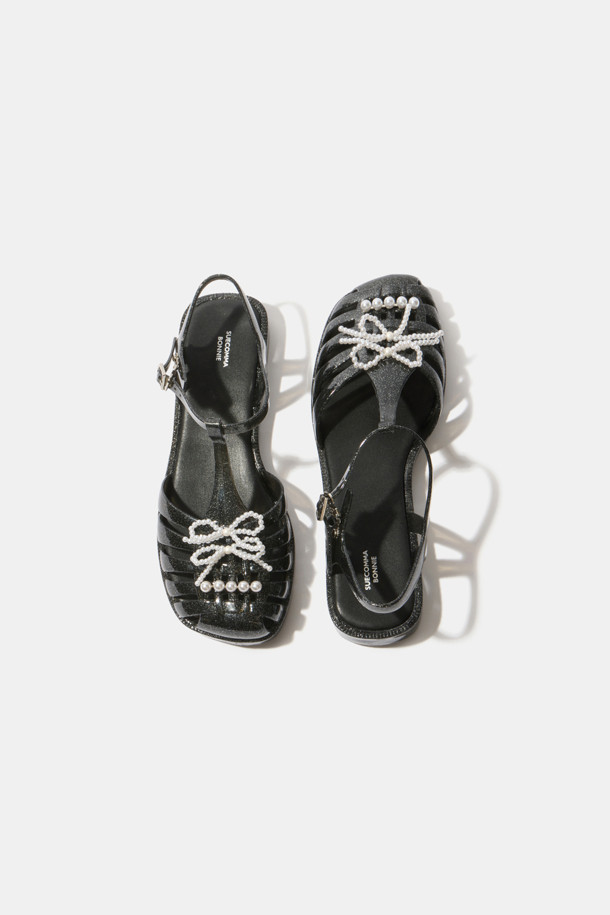 SUECOMMA BONNIE - 샌들 - [김나영 착용]Ribbon jelly sandal(black)
