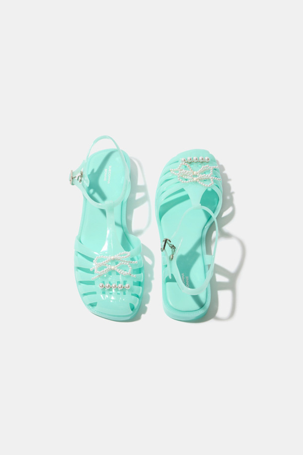 SUECOMMA BONNIE - 샌들 - Ribbon jelly sandal(mint)