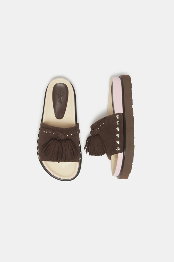 SUECOMMA BONNIE - 샌들 - Pompom slide(brown)