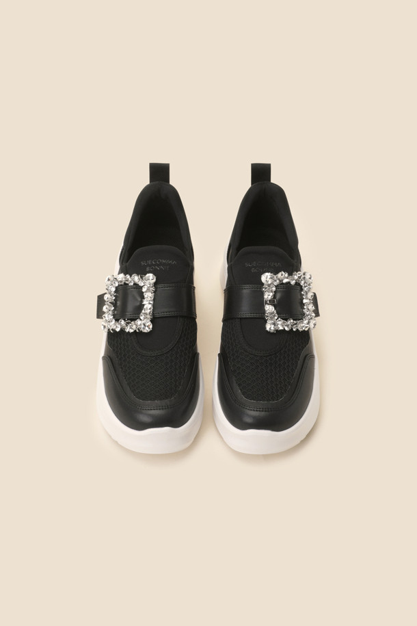 SUECOMMA BONNIE - 스니커즈 - Jewelry buckle sneakers(black)