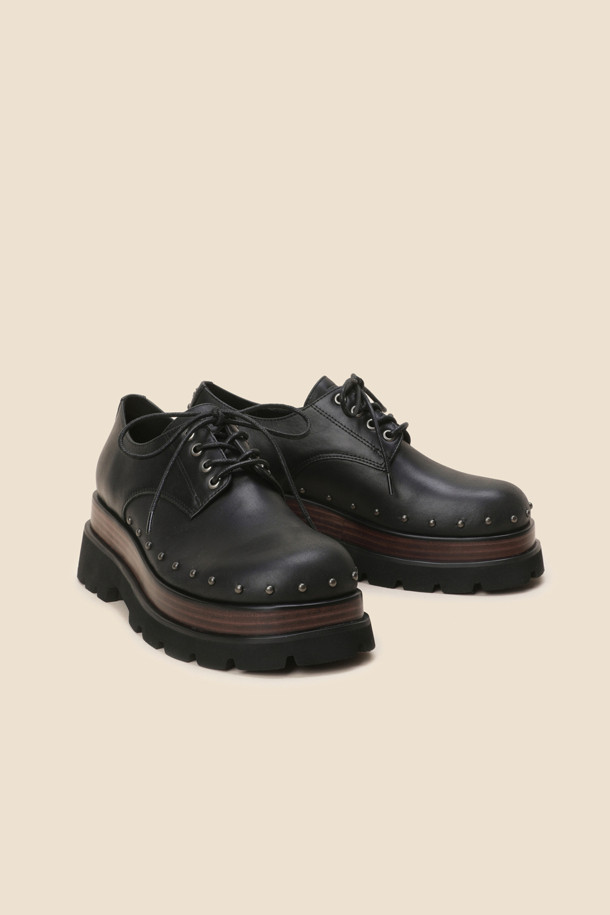 SUECOMMA BONNIE - 로퍼 - Platform stud loafer(black)