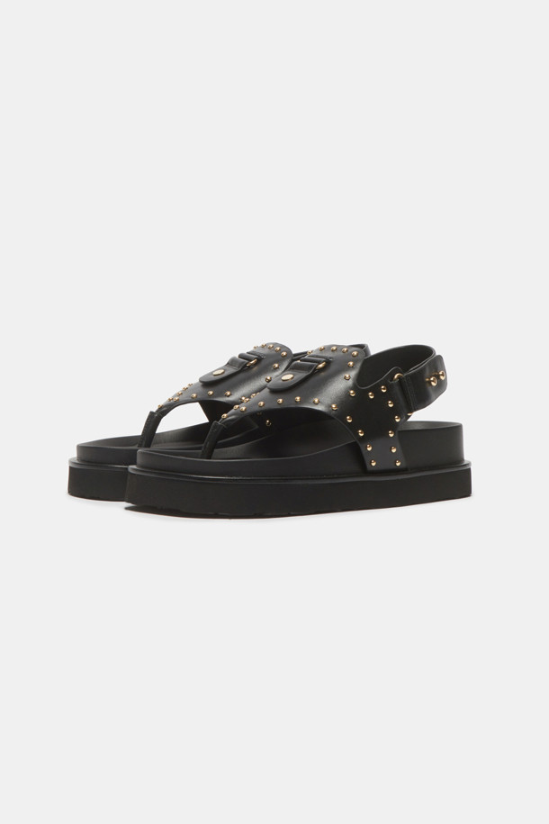 SUECOMMA BONNIE - 샌들 - Stud flip-flop sandal(black)