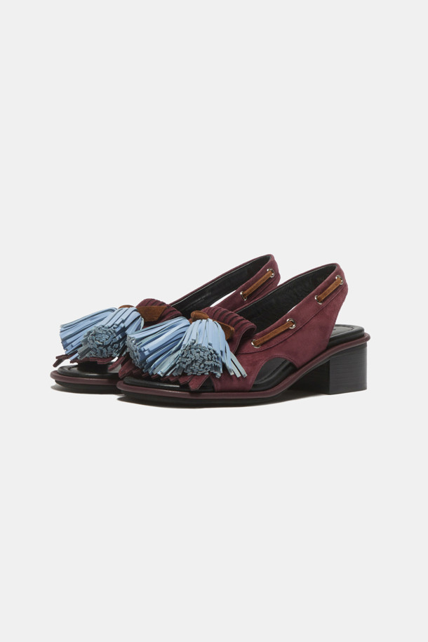 SUECOMMA BONNIE - 샌들 - Pompom heel sandal(wine)