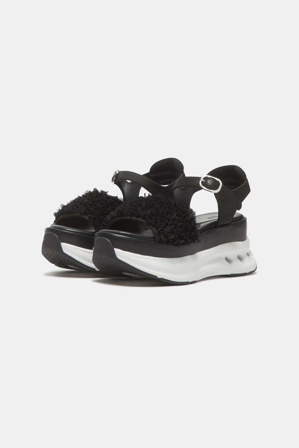 SUECOMMA BONNIE - 샌들 - Flower strap sandal(black)