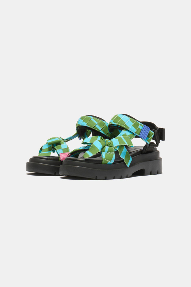 SUECOMMA BONNIE - 샌들 - [김나영 착용]Stripe ribbon sandal(green)