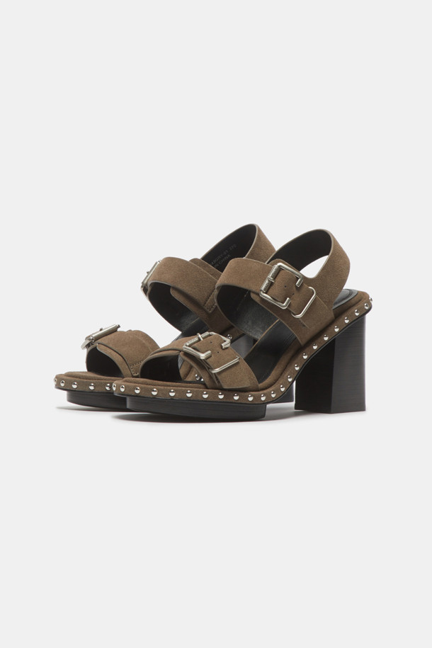 SUECOMMA BONNIE - 샌들 - Stud heel sandal(grey)