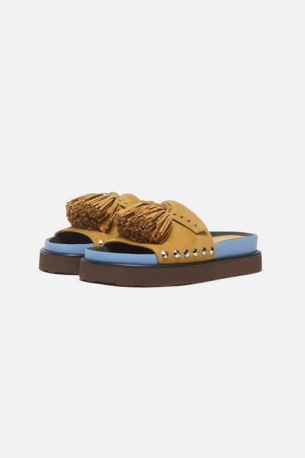 SUECOMMA BONNIE - 샌들 - Pompom slide(beige)