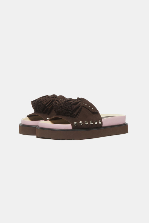 SUECOMMA BONNIE - 샌들 - Pompom slide(brown)
