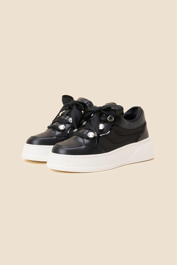 SUECOMMA BONNIE - 스니커즈 - Jewelry ribbon sneakers(black)