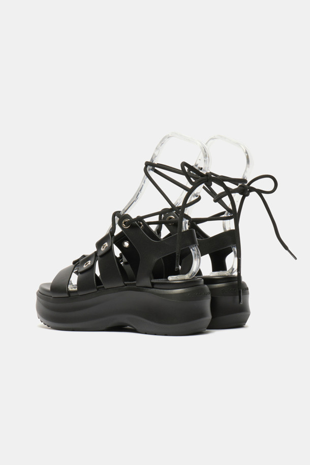 SUECOMMA BONNIE - 샌들 - Lace-up platform sandal(black)