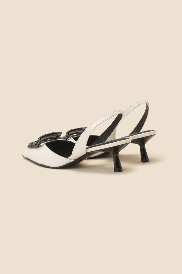 SUECOMMA BONNIE - 샌들 - Polygon sling back shoes(white)