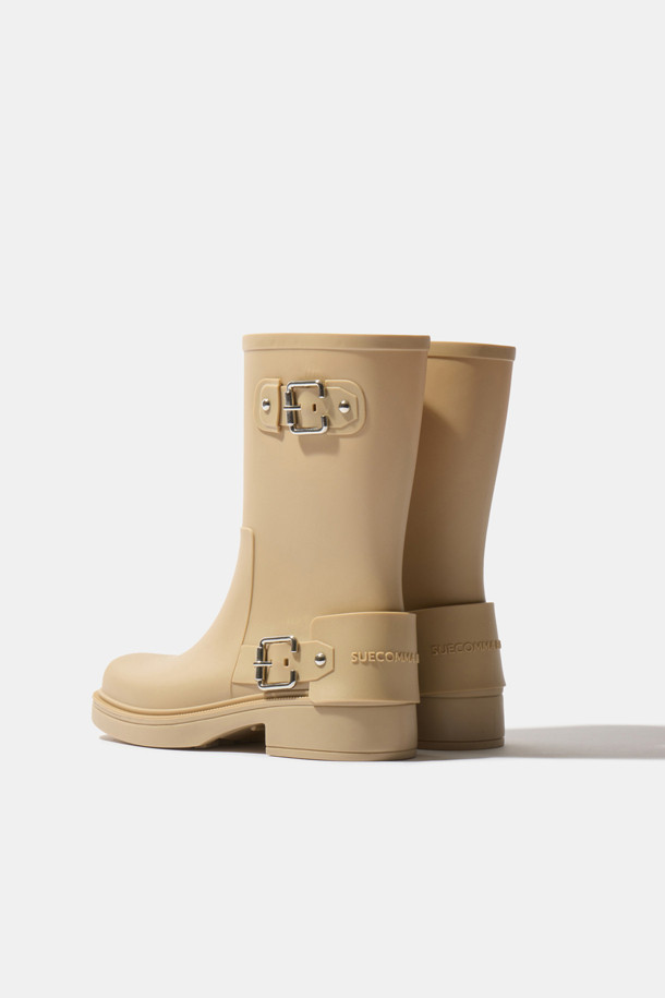 SUECOMMA BONNIE - 부츠/워커 - Buckle rain boots(beige)