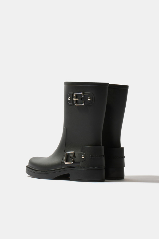 SUECOMMA BONNIE - 부츠/워커 - Buckle rain boots(black)