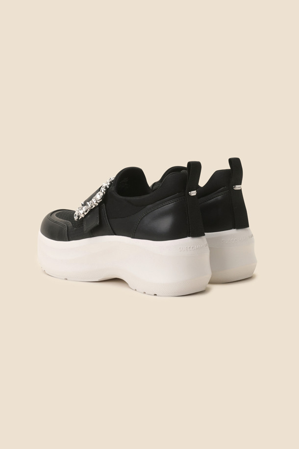 SUECOMMA BONNIE - 스니커즈 - Jewelry buckle sneakers(black)