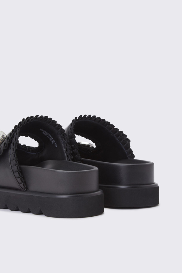SUECOMMA BONNIE - 샌들 - Ruffle jewelry slipper(black)