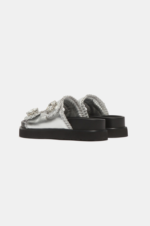 SUECOMMA BONNIE - 샌들 - Ruffle jewelry slipper(silver)