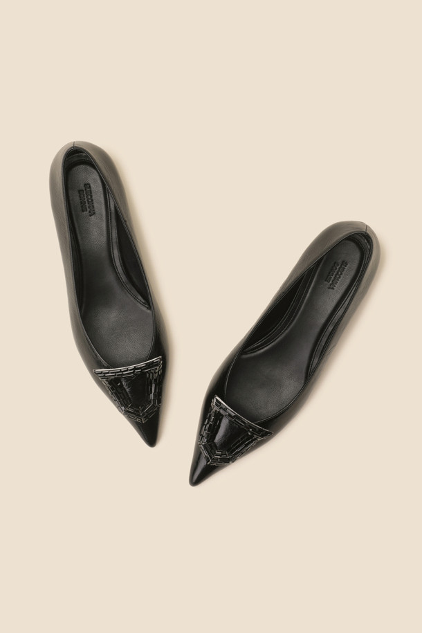 SUECOMMA BONNIE - 플랫 - Polygon flat shoes(black)