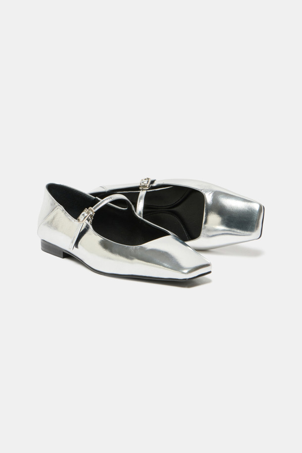 SUECOMMA BONNIE - 플랫 - Square mary jane flats(silver)