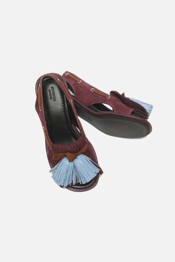 SUECOMMA BONNIE - 샌들 - Pompom heel sandal(wine)