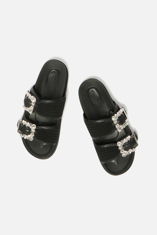 SUECOMMA BONNIE - 샌들 - Jewelry buckle slide(black)