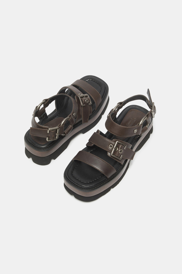★SUECOMMA BONNIE★ Biker sandalbrown DG2AM25020BRN Line Buckle Strap Sandal(brown)_SUECOMMA BONNIE - 코오롱몰