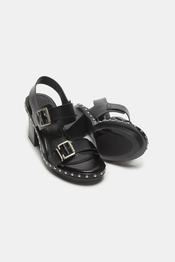 SUECOMMA BONNIE - 샌들 - Stud heel sandal(black)