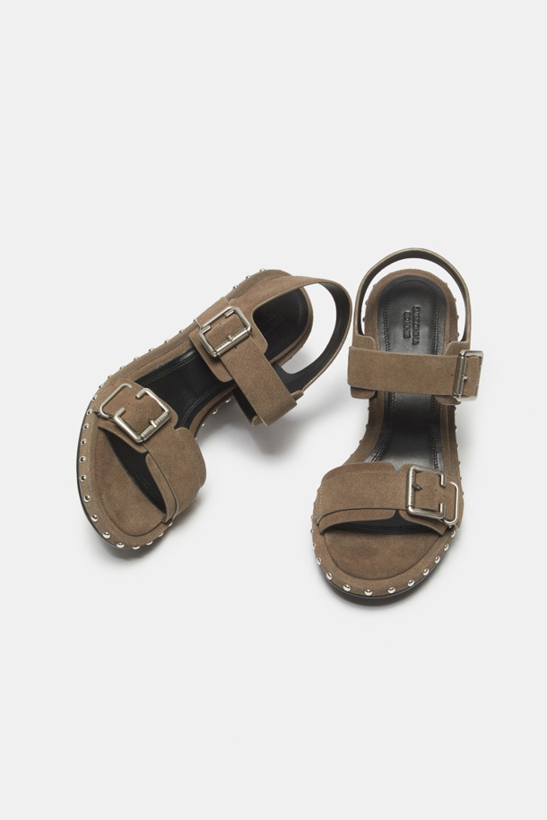 SUECOMMA BONNIE - 샌들 - Stud heel sandal(grey)