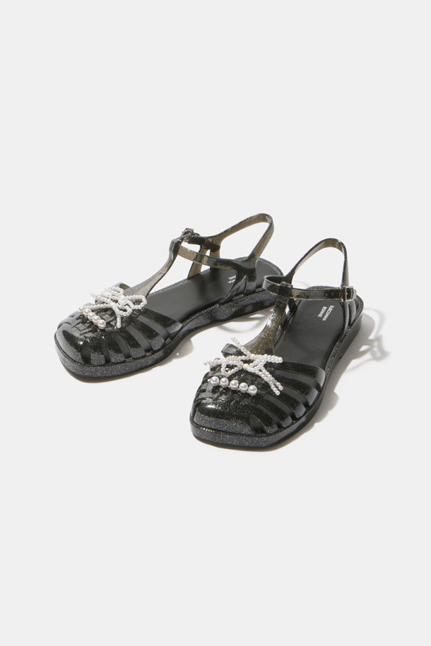 SUECOMMA BONNIE - 샌들 - [김나영 착용]Ribbon jelly sandal(black)