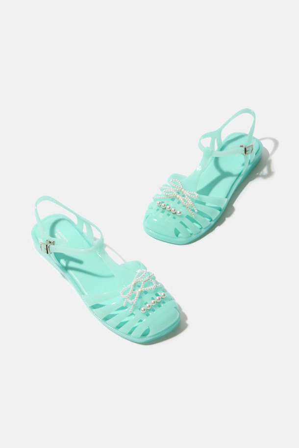 SUECOMMA BONNIE - 샌들 - Ribbon jelly sandal(mint)
