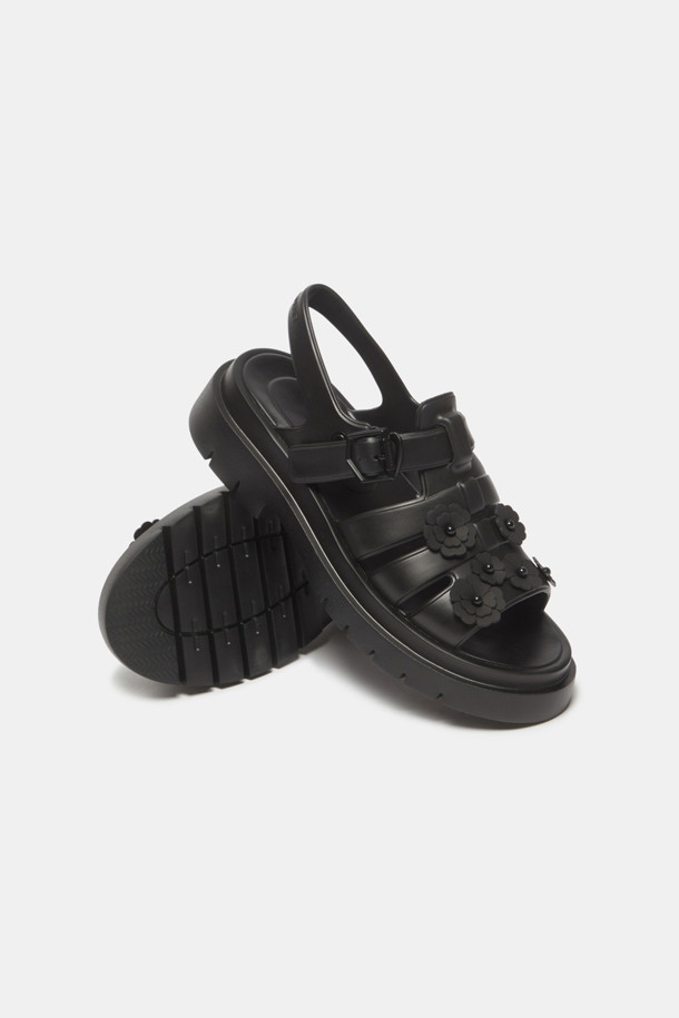 SUECOMMA BONNIE - 샌들 - Flower jelly sandal(black)