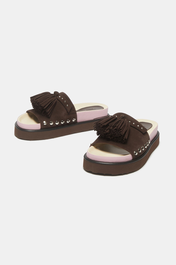 SUECOMMA BONNIE - 샌들 - Pompom slide(brown)